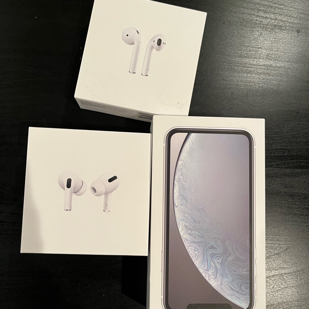 Apple iPhone XR and apple AirPods boxes